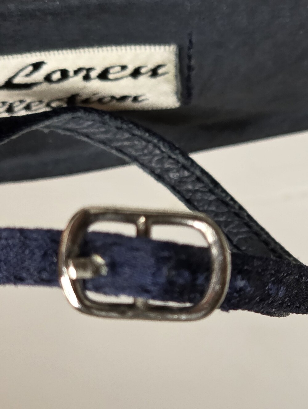 J Loren Collection Pointed Toe Slingback Heels Navy Blue Embroidered Satin 9.5 - Picture 8 of 12